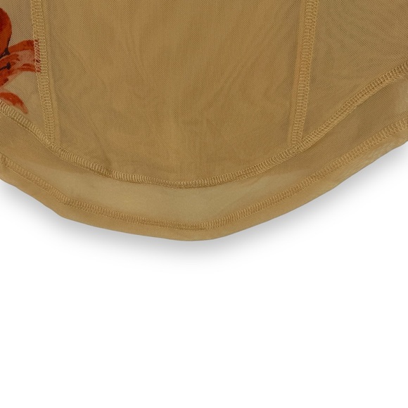 Free People Betty's Garden top tan sepia sheer size xs NEW floral ethereal - Picture 5 of 12